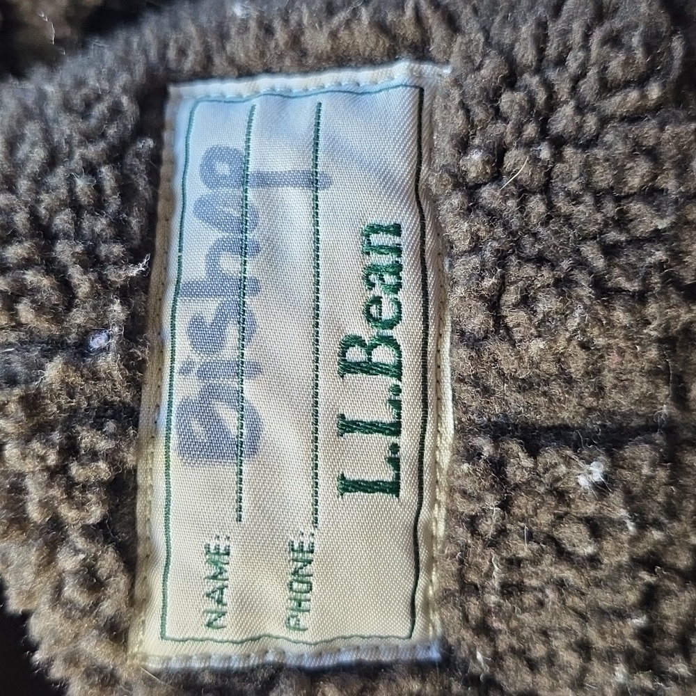 L. L. Bean Girls Faux Brown Suede Hooded Jacket Sherpa Lining Trim  L/14-16 READ - Picture 9 of 13